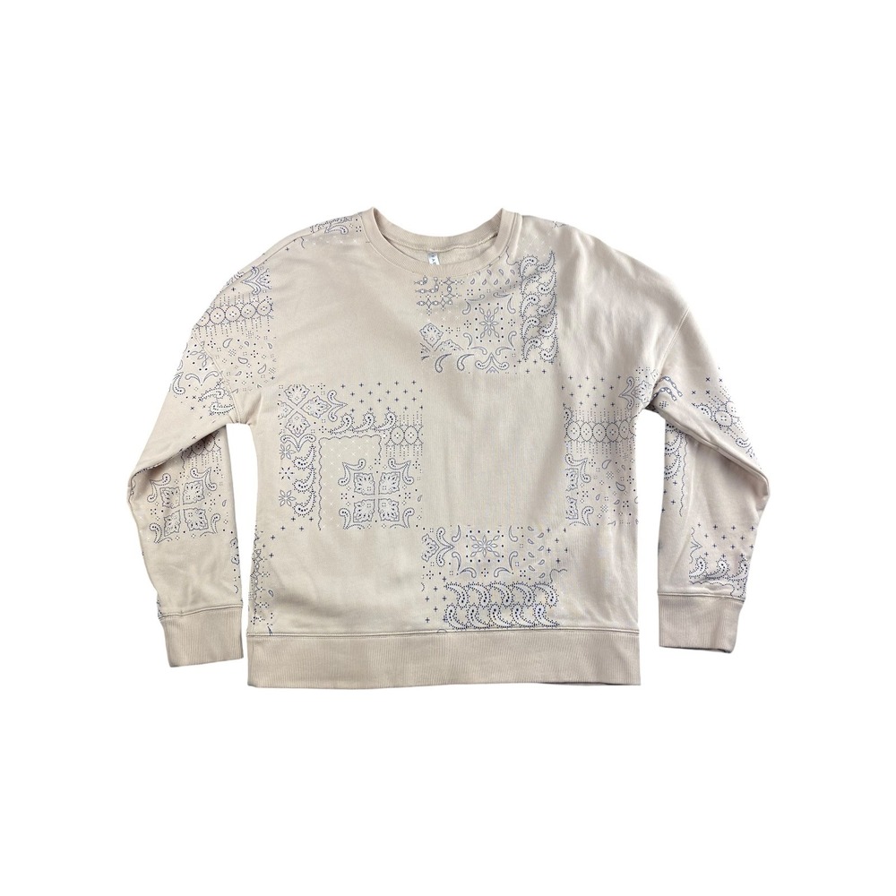 Fabletics Tan Bandana Print Sweatshirt Crewneck Long Sleeve‎ Pullover Top M